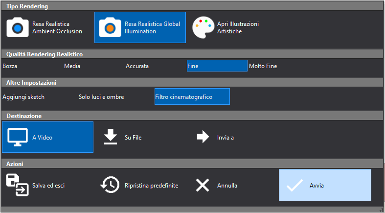 Impostazioni di rendering