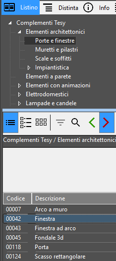 Listino Complementi Tesy