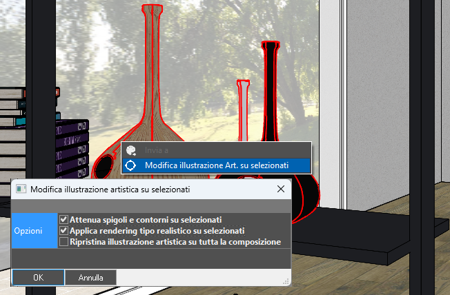 Modifica illustrazione artistica su elementi selezionati