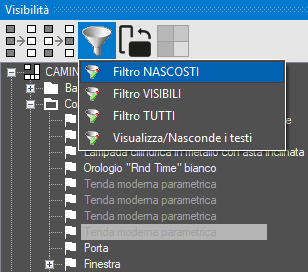 Opzioni filtro visibilità