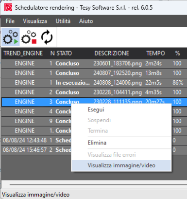Menù interattivo schedulatore